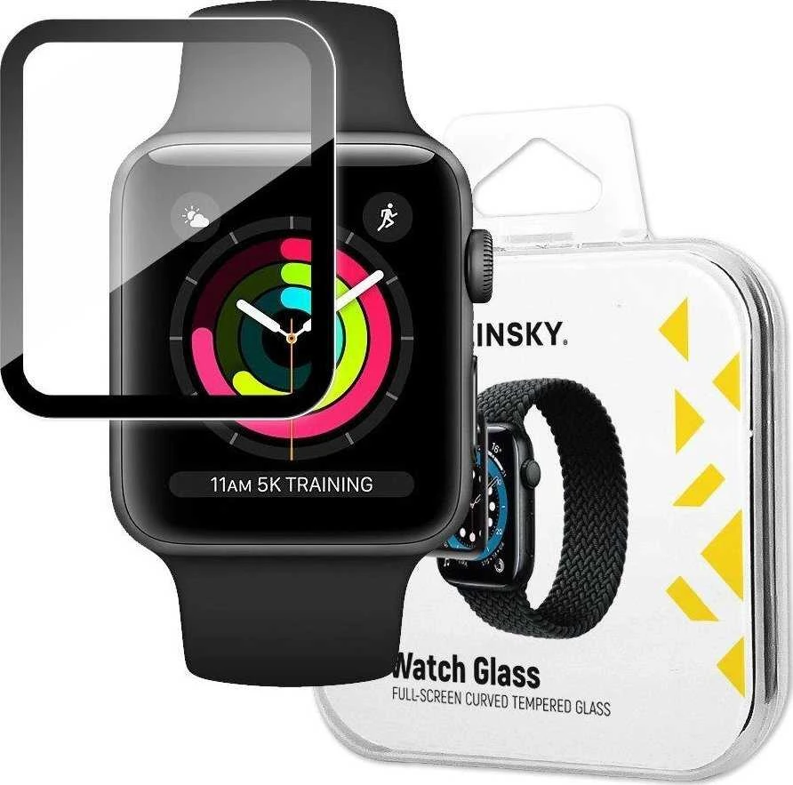 Wozinsky Hibridinis apsauginis stiklas Apple Watch 1/2/3 38mm Watch Glass juodas