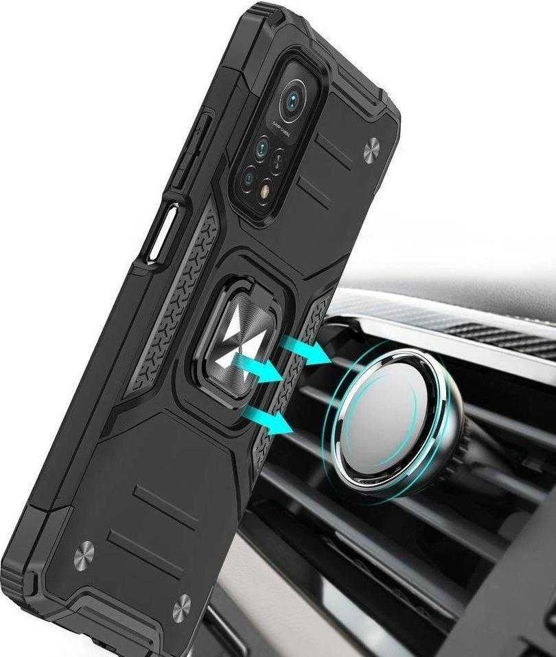 Dėklas Wozinsky Šarvuotas korpuso dangtelis + magnetinis laikiklis Mi Poco M4 Pro 5G / Redmi Note 11 5G Ring Armor juodas