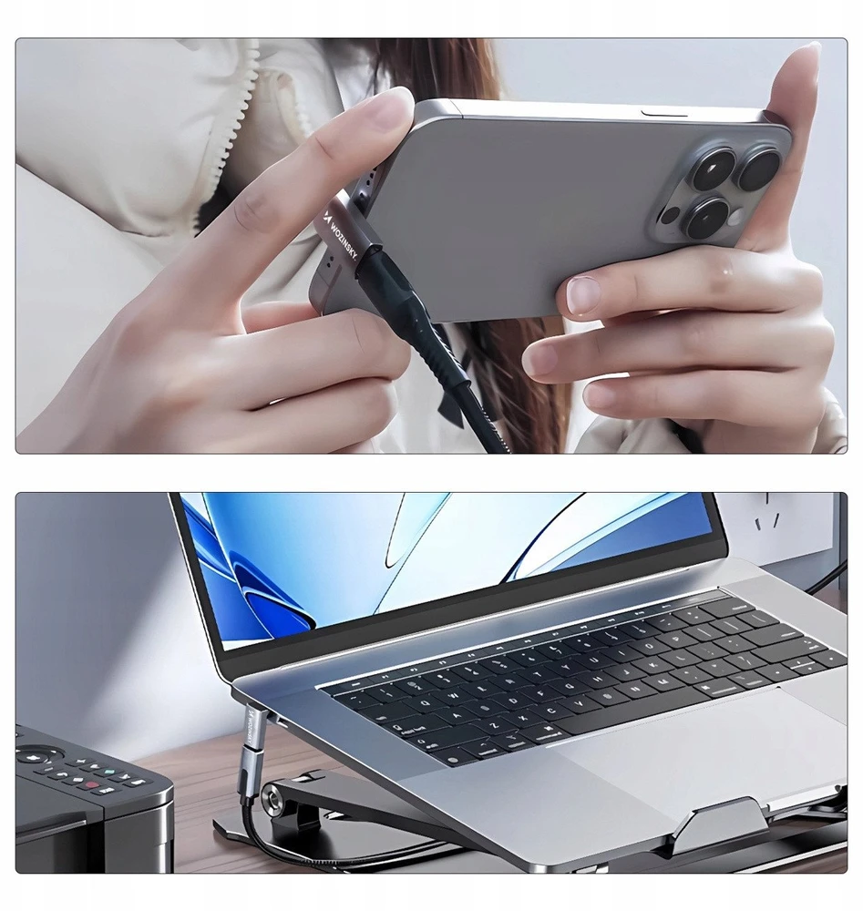 Wozinsky WPKF-01 USB-C – USB-C 40Gb/s 240W 8K OTG – pilkos spalvos