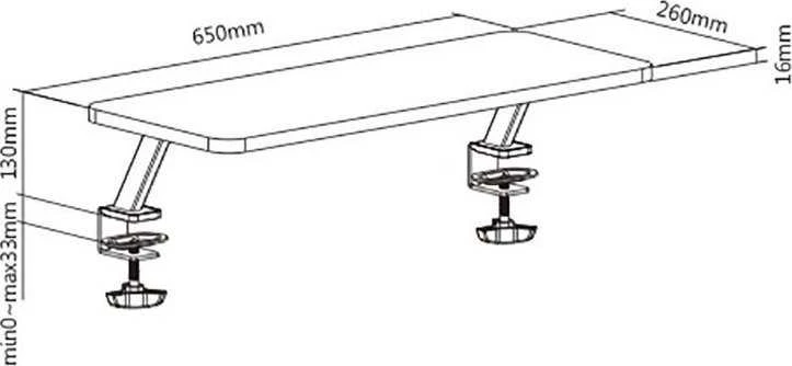 Laikiklis WP monitoriaus stovas, tvirtinamas prie stalo, juoda, metalinė/mdf plokštė, 20 kg keliamoji galia, Powerton, ergo