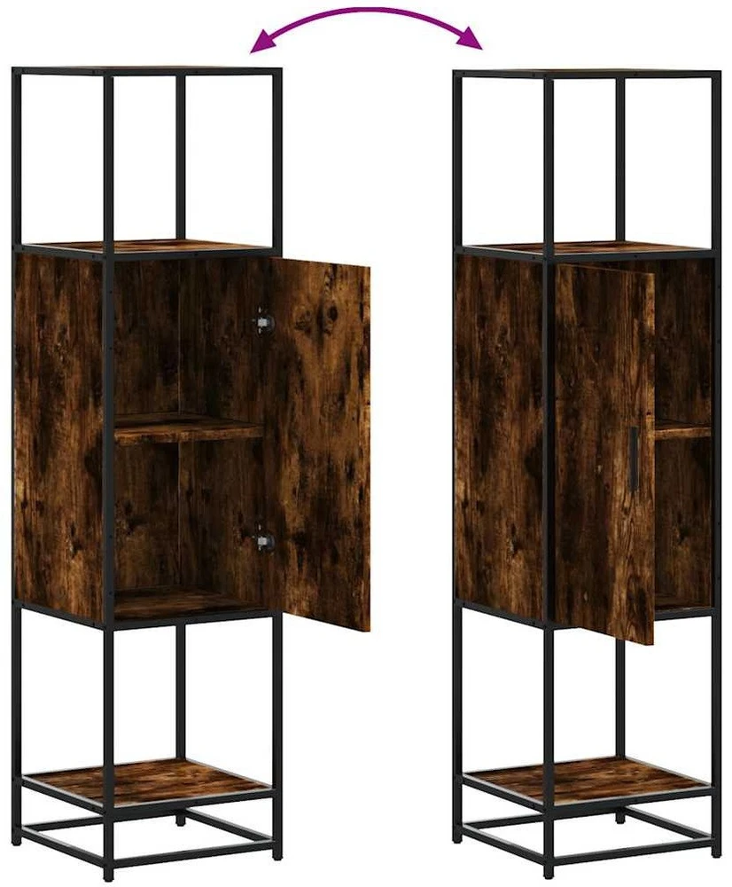 Highboard Rūkytas ąžuolas 35,5x35x139 cm Mediena ir metalas