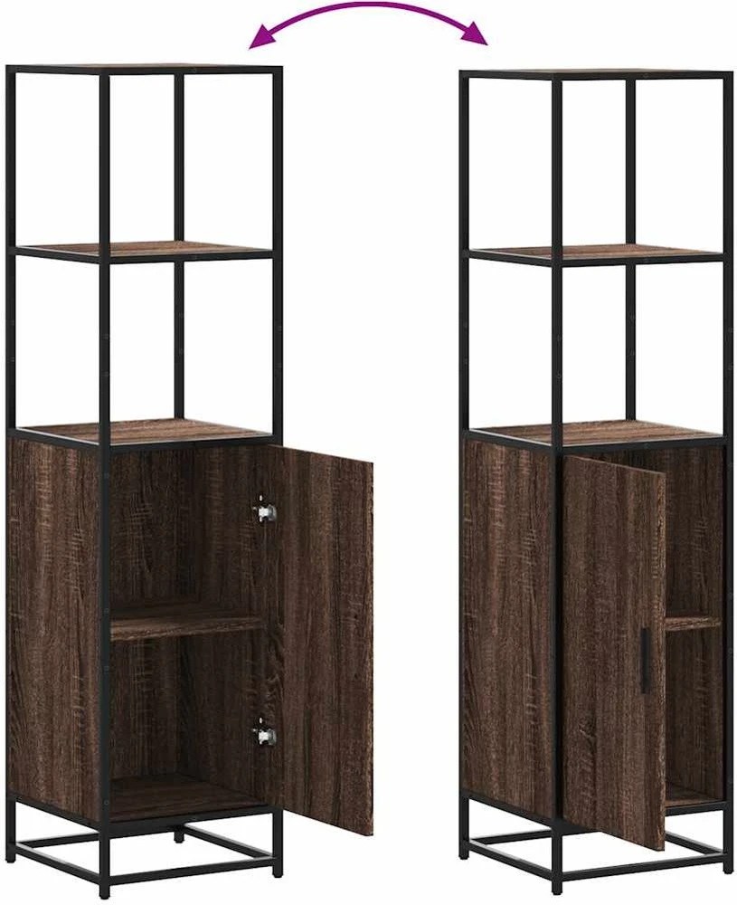 Highboard Rudas ąžuolas 35,5x35x139 cm Mediena ir metalas