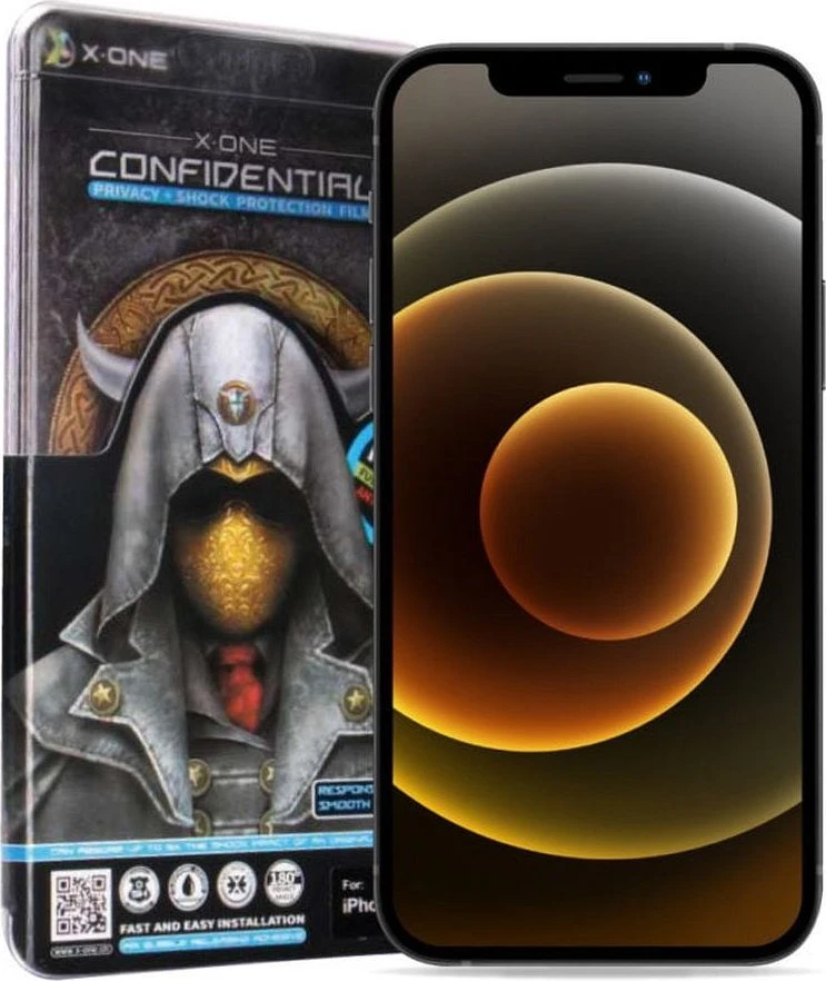 X-ONE Full Cover Extra Strong Privacy – skirtas iPhone 15 Pro Max (visi klijai) grūdintas stiklas 9H