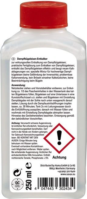 Xavax kalkių šalinimo priemonė gariniams lygintuvams, 250 ml