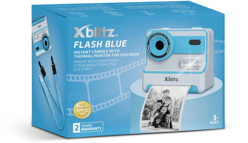 „Xblitz FLASH Mėlynas“ momentinis fotoaparatas su terminiu spausdintuvu vaikams