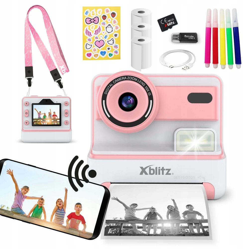 Xblitz FLASH Rožinis INSTANT CAMERA WITH THERMAL PRINTER FOR CHILDREN