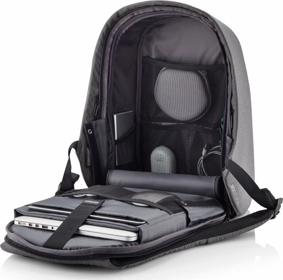 Kuprinė su apsauga nuo vagių XD Design Bobby Hero XL, Juodos/Pilkos spalvos