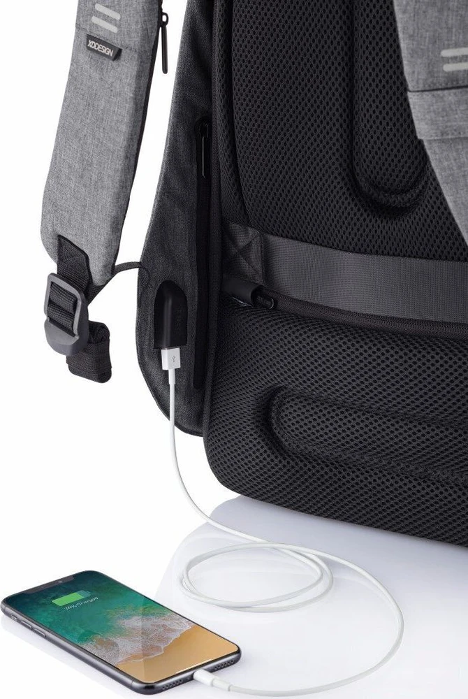 Kuprinė su apsauga nuo vagių XD Design Bobby Hero XL, Juodos/Pilkos spalvos