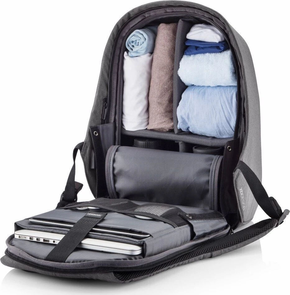 Kuprinė su apsauga nuo vagių XD Design Bobby Hero XL, Juodos/Pilkos spalvos