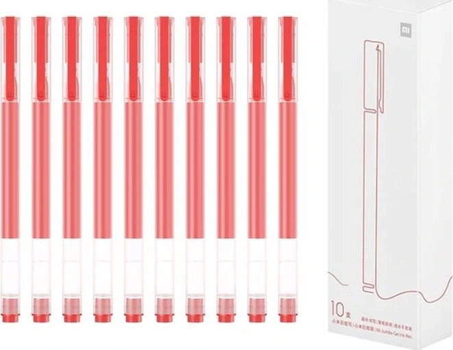 Xiaomi geliniai rašikliai 0.5mm, 10 vnt raudonų