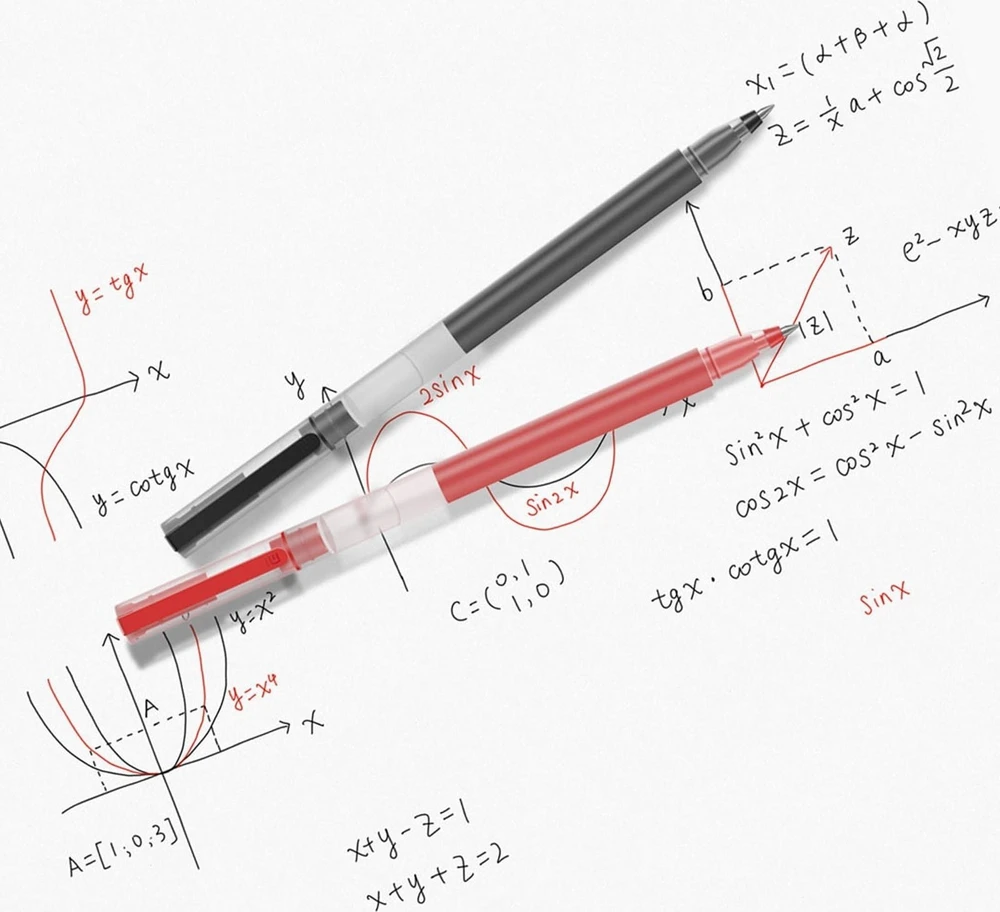 Rašiklis - XIAOMI DIDELĖS TALPOS GELINIS RAŠIKLIS 0.5mm 10 Vnt Raudonas