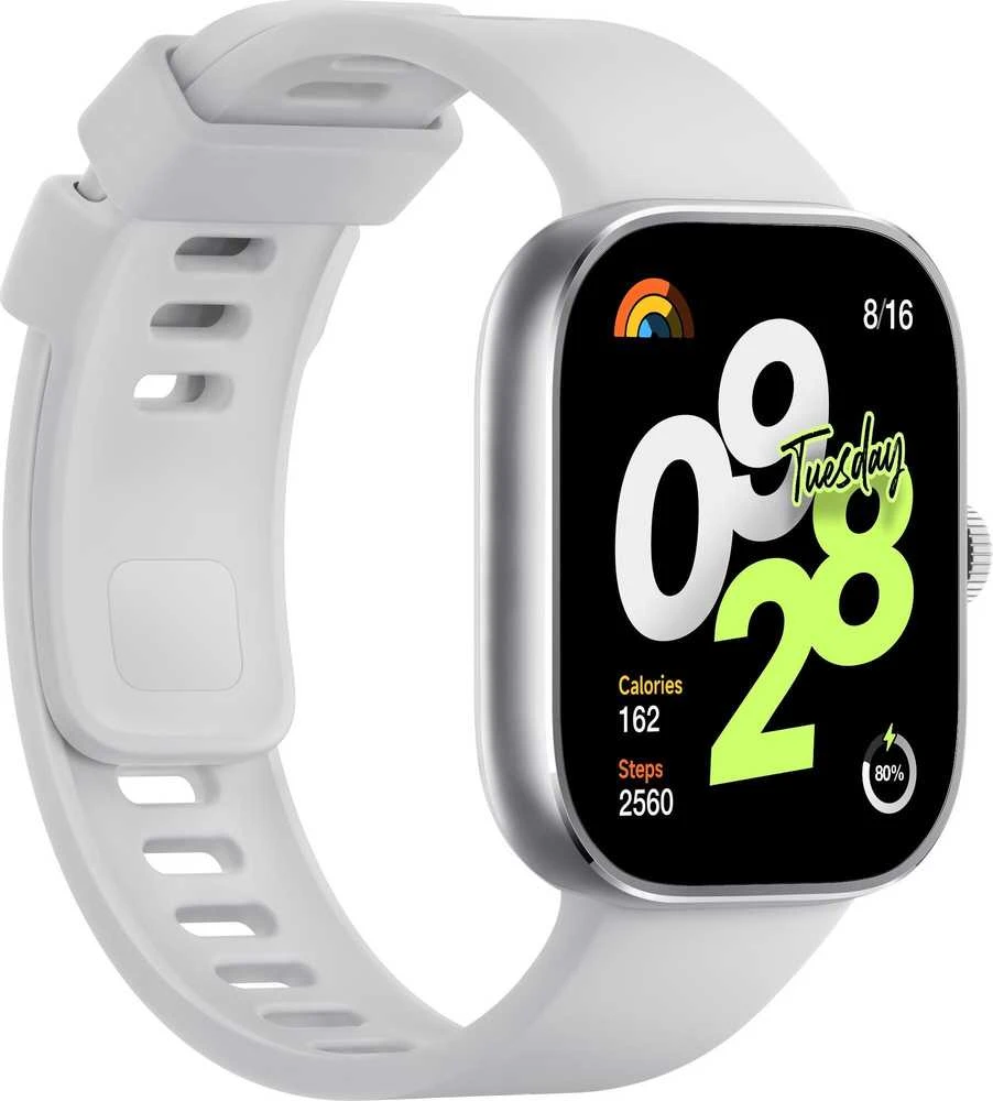 Išmanusis laikrodis Redmi Watch 4,  Sidabrinės spalvos apvadas su pilkos spalvos silikoniniu dirželiu