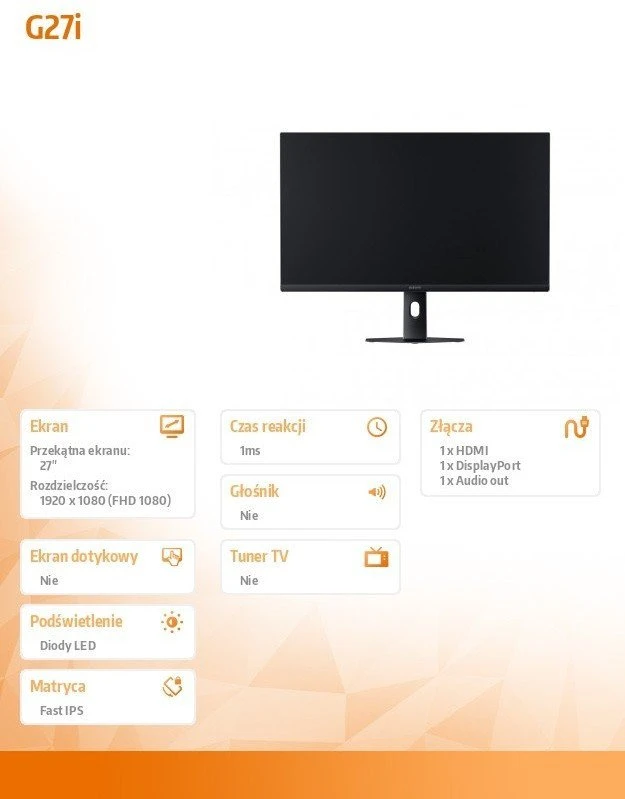 Monitorius Xiaomi Gaming Monitor G27i 2026 | 27" | Fast IPS | FHD | 16:9 | 200 Hz | 1 ms | 1920 x 1080 pikselių | 400 cd/m² | Juodas
