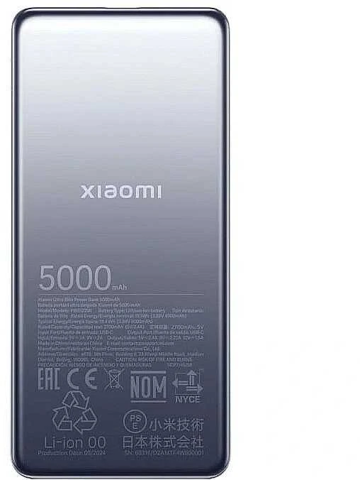 Xiaomi Itin plonas išorinis akumuliatorius | 5000 mAh | USB-C | Pilkas