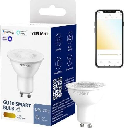 Yeelight Smart Bulb | GU10 W1 (pritemdomas) | 4,8 W | 2700 K | 15000 val. | LED | 220-240 V