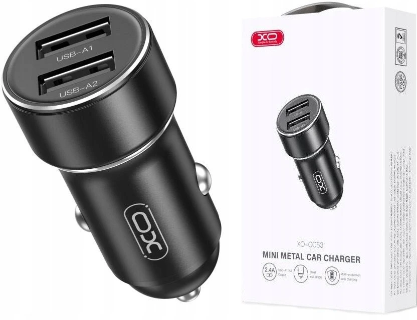 XO car charger CC53 12W 2x USB juodos spalvos