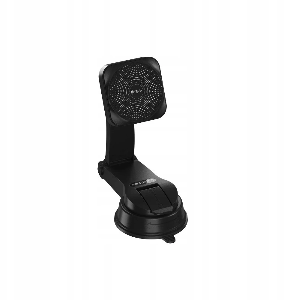 Devia automobilinis laikiklis magnetic EA473 with wireless inductive charger juodos spalvos 15W with suction cup