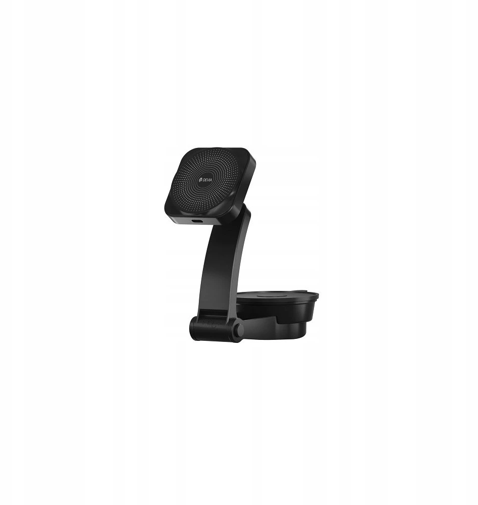 Devia automobilinis laikiklis magnetic EA473 with wireless inductive charger juodos spalvos 15W with suction cup