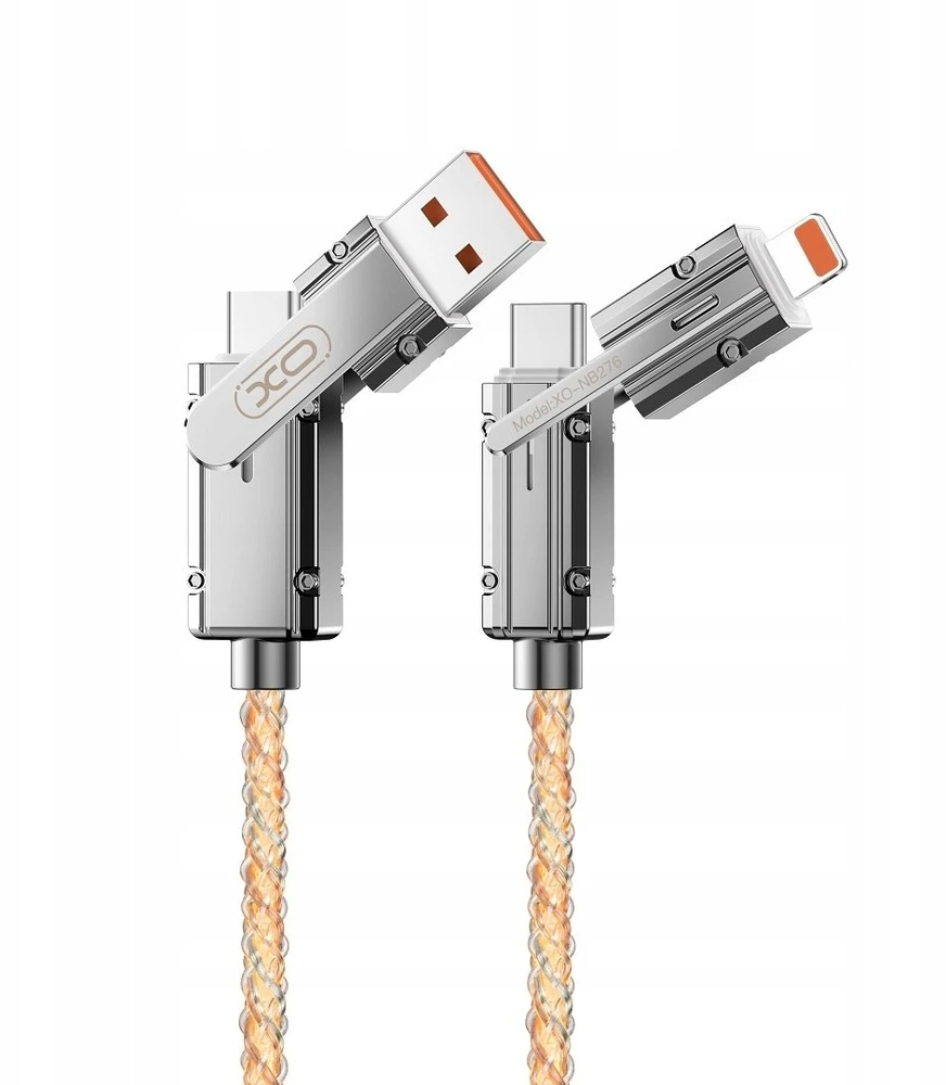 XO kabelis NB276 4w1 USB-C - Lightning + USB - USB-C 60W 1,0 m pilkas