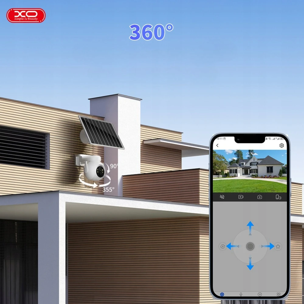IP kamera XO (CR10) saulės energija varoma 7,5 W (Wi-Fi) (2k) su mikrofonu