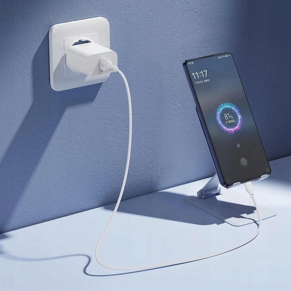 XO sieninis įkroviklis CE33 QC 18W 1x USB baltas + laidas USB-C