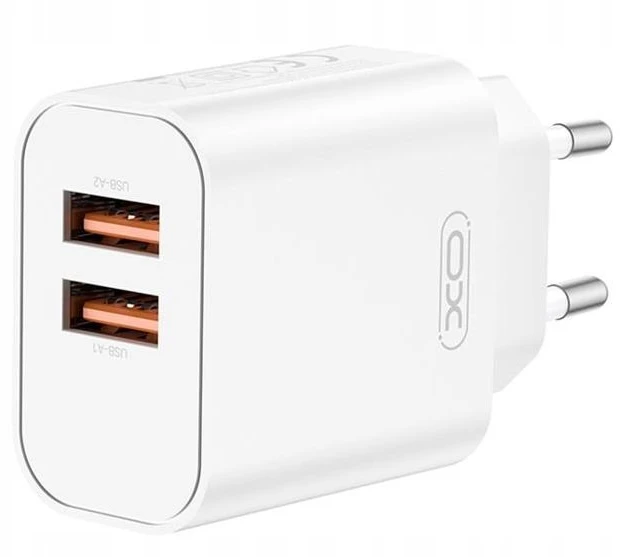 XO sieninis įkroviklis CE34 2x USB 2,4A baltas + USB-C laidas