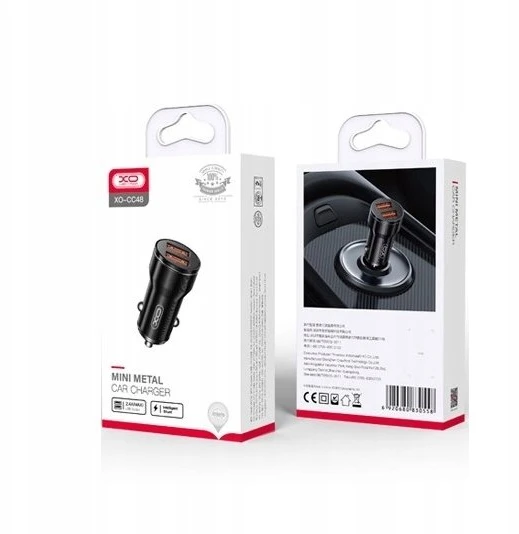 XO automobilinis įkroviklis CC48 2x USB 2,4A juodas