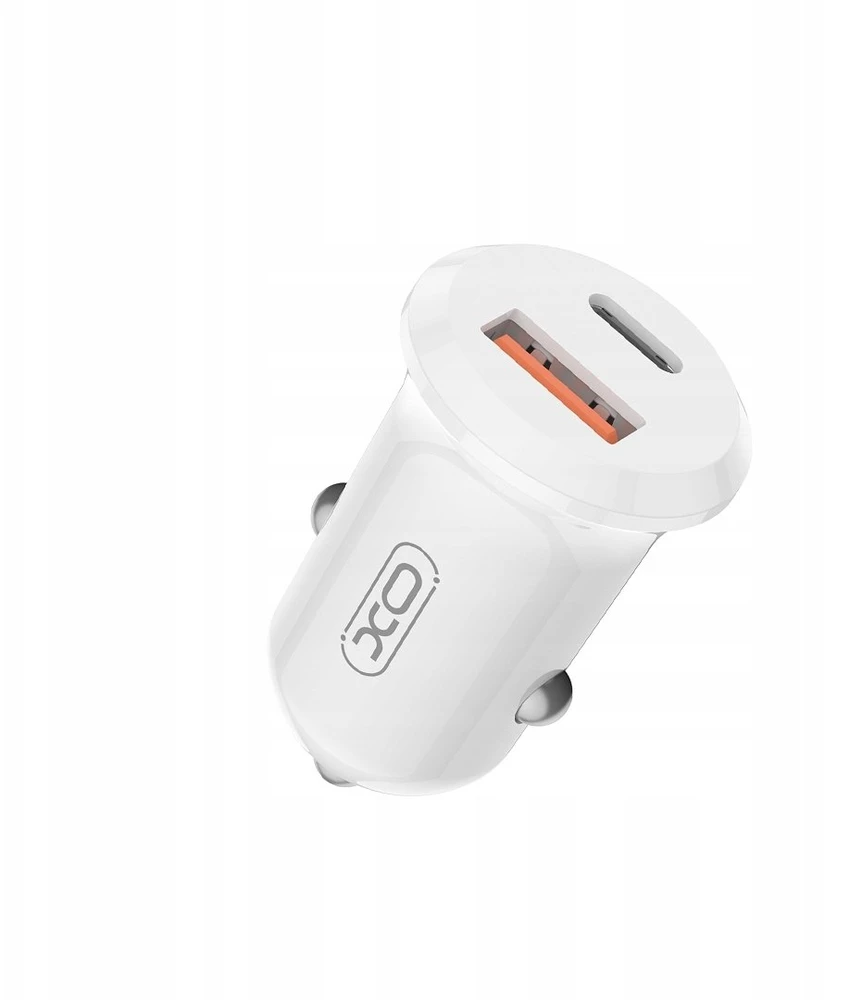 XO automobilinis įkroviklis CC69 PD 30W QC 1x USB 1x USB-C baltas