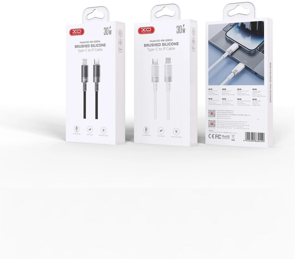 XO laidas NB-Q282B PD USB-C – USB-C 1,0m 60W juodas