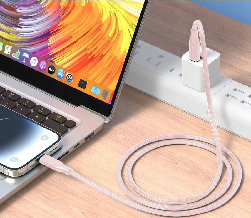 XO kabelis NB-Q265B PD USB-C – USB-C 1,0m 60W rožinis