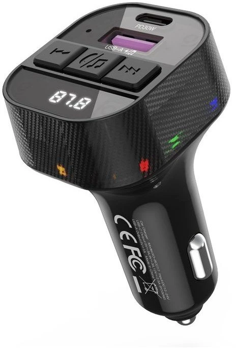 XO FM siųstuvas BCC17 Bluetooth MP3 automobilinis įkroviklis 30W juodas