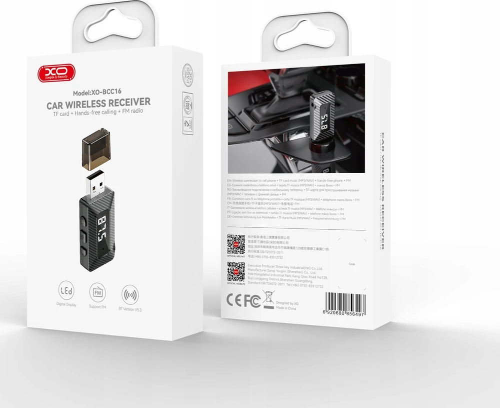 XO FM siųstuvas BCC16 Bluetooth MP3 USB juodas