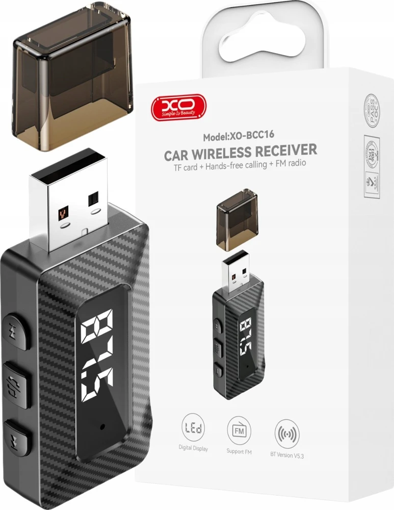 XO FM siųstuvas BCC16 Bluetooth MP3 USB juodas