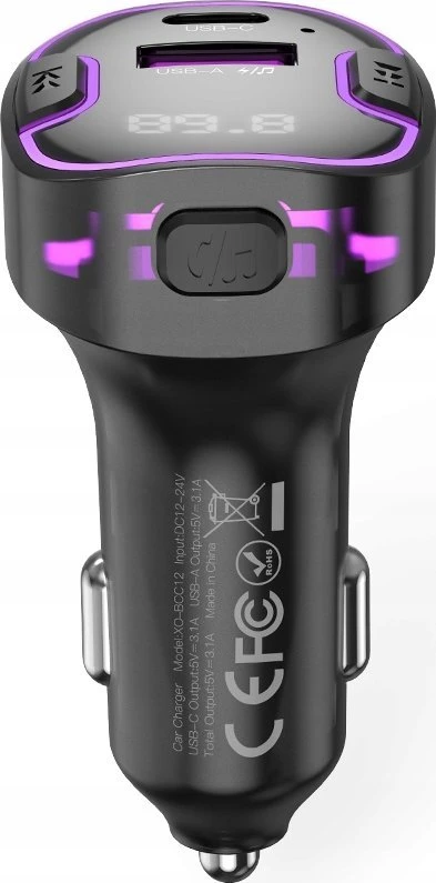Automobilinis įkroviklis XO BCC12 Bluetooth MP3+5V3.1A (juodas)