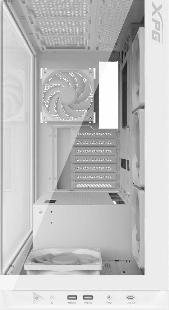 ADATA XPG dėklas INVADER X Mid-Tower, be maitinimo šaltinio, 5x 120 mm ventiliatorius, baltas