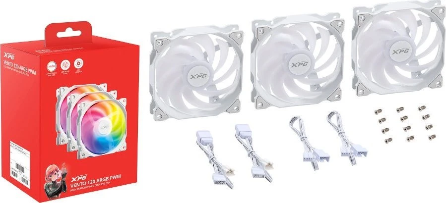 CASE FAN 120MM ARGB/VENTO120ARGBPWM3C-WHCWW ADATA