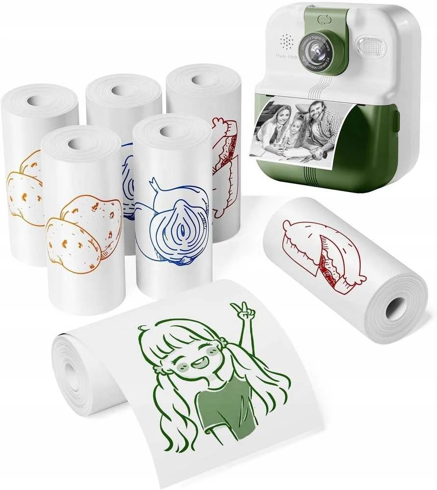 Xrec Instant Camera For Kids Skaitmeninis Mp3 Žaidimai Druk Telefonas Lens 180s / P02 Žalias