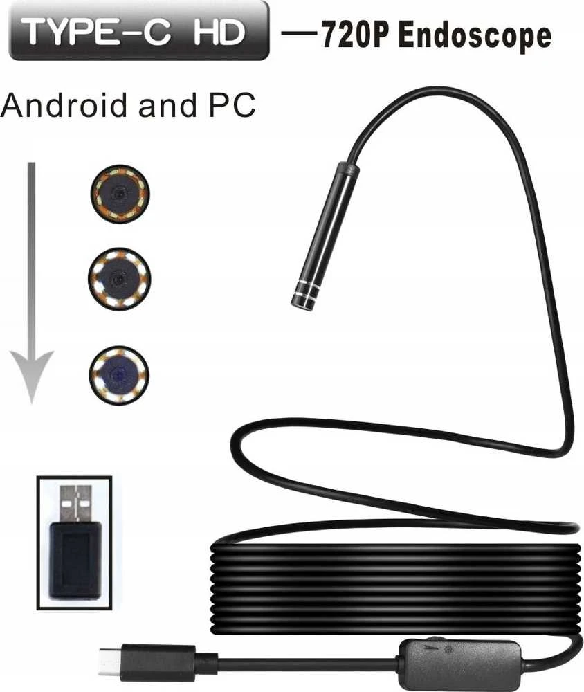 Xrec endoskopas, tikrinimo kamera, usb tipo c 5 m kietasis kabelis (SB5239)