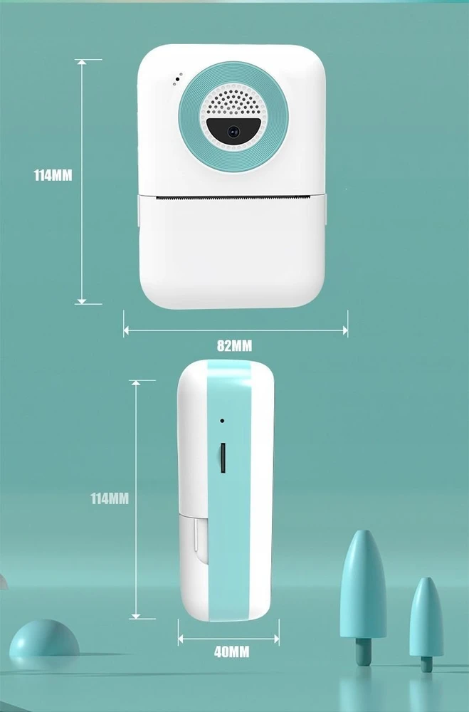 Xrec Mini Planšetė Ai 4" Momentinis Fotoaparatas Spausdintuvas Kamera Vaikams / Q1 / Mėlyna