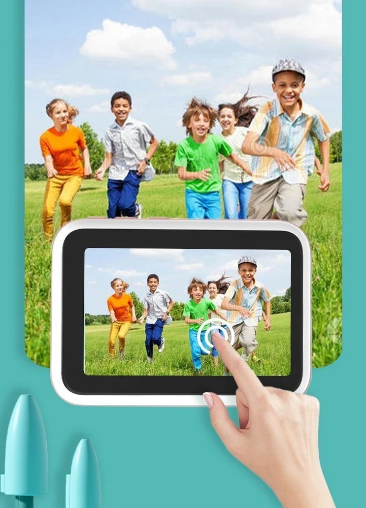 Xrec Mini Planšetė Ai 4" Momentinis Fotoaparatas Spausdintuvas Kamera Vaikams / Q1 / Mėlyna