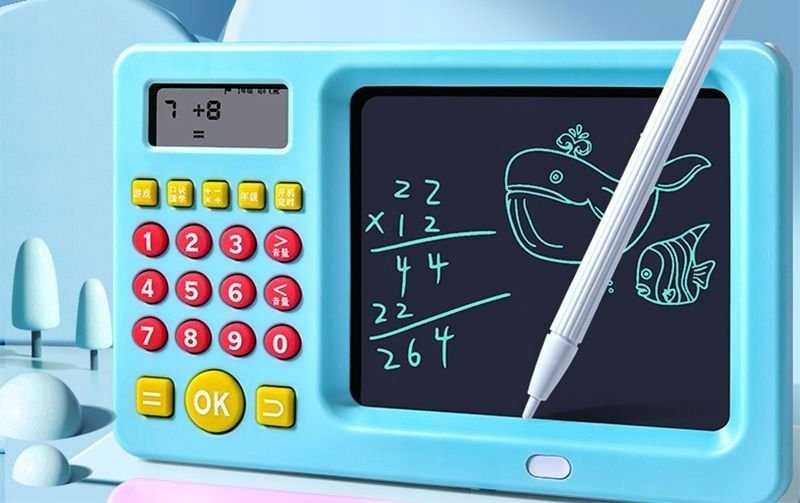 Xrec Piešimo planšetė LCD rašymo lenta 5,2'' Spalvota braižymo lenta + skaičiuotuvas / Mėlyna