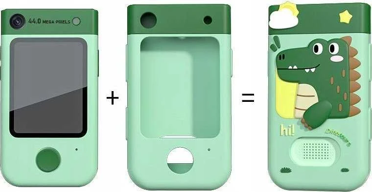 Vaikiškas skaitmeninis fotoaparatas „Xrec BLS-I9“, 48 MP, 1080p, su žaidimais, žibintuvėliu, MP3 grotuvu ir žadintuvu | žalios spalvos