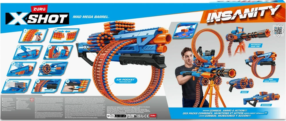 XSHOT žaislinis šautuvas Mad Megga Barrel Blaster Insanity, 1 serija, 36609