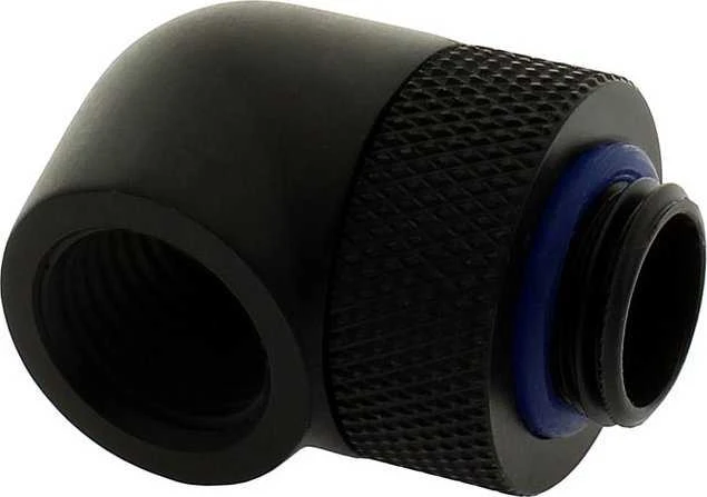 XSPC adapteris 90 laipsnių G1/4 colio kištukas į G1/4 colio kištuką, pasukamas, juodas, 4 vnt. pakuotėje