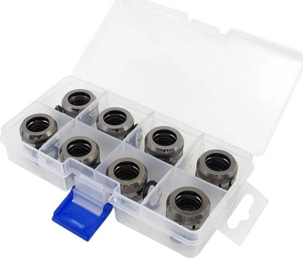 XSPC jungtis G1/4" į 14 mm kietą vamzdį, juodas chromas - 8 vnt.