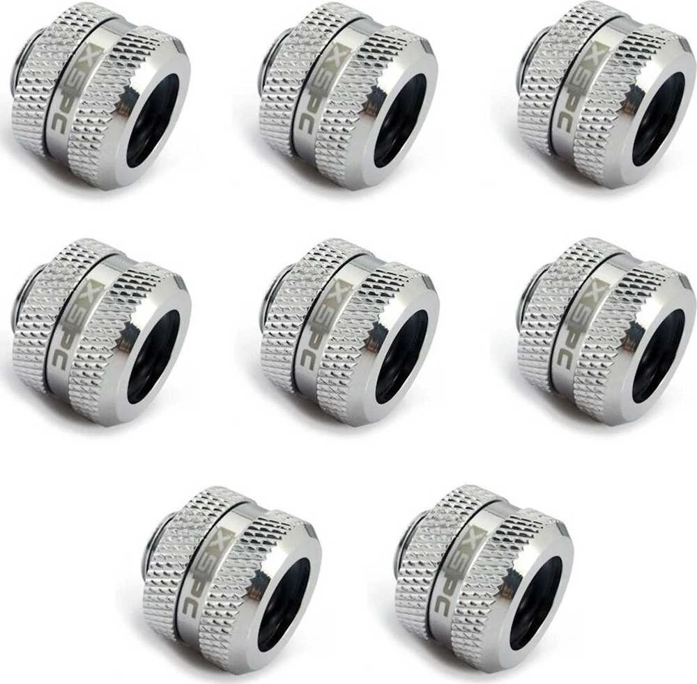 XSPC jungtis G1/4" jungtimi prie 14 mm kieto vamzdžio, chromuota - 8 vnt.