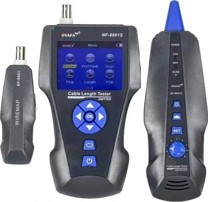 Xtendlan LAN kabelio testeris TLCD8601S s LCD, koax, Cat3/Cat5E/Cat6/Cat7, UTP/STP, USB, PoE, ping, sonda, protismyčka