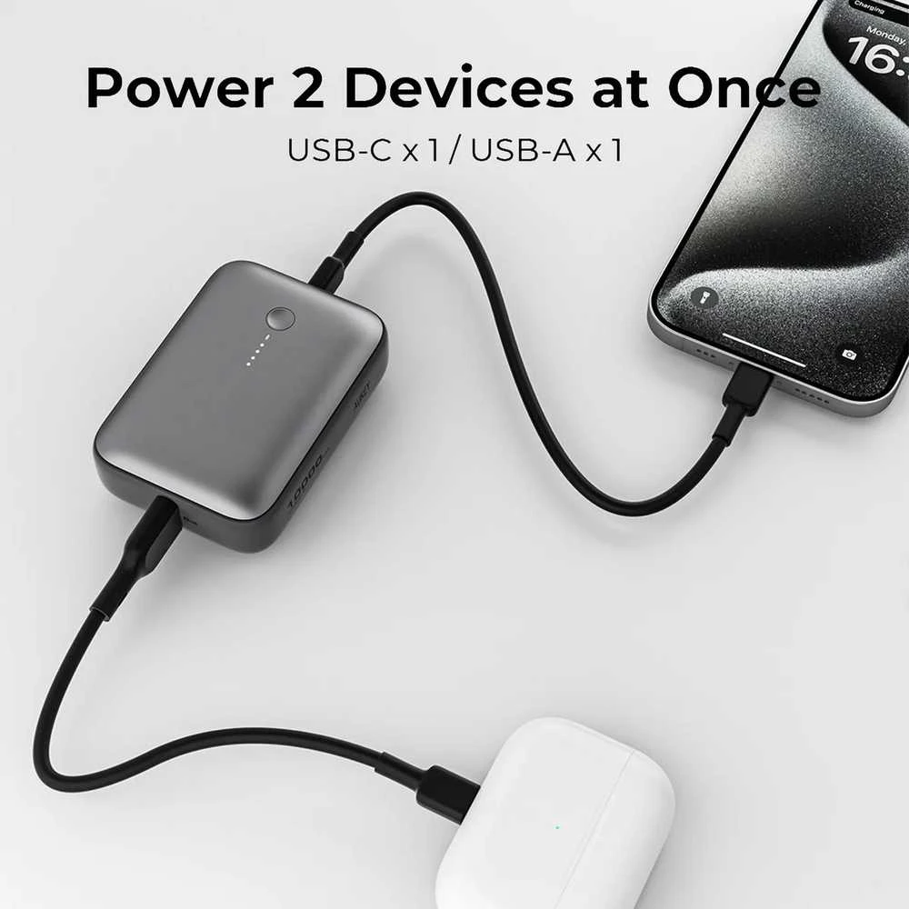 Išorinė baterija Aukey „Spark Mini“ 10000mAh 20W USB-C/USB-A, pilka