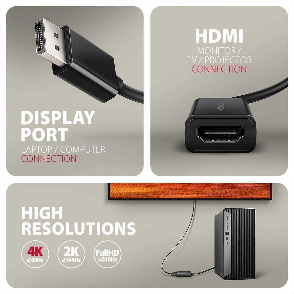 AXAGON RVD-HI20N DisplayPort - HDMI 2.0 adapteris 4K/60Hz