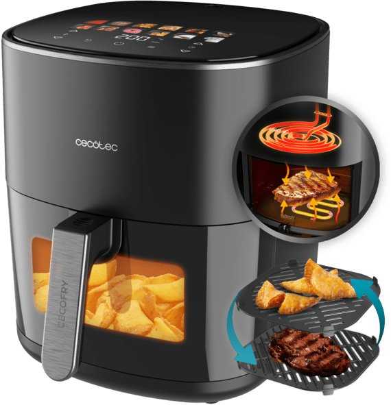 Black & Decker Juodas & Decker Gruzdintuvė beztłuszczowa Juodas & Decker Cecotec Cecofry&Grilis Duoheat 6500, juodas